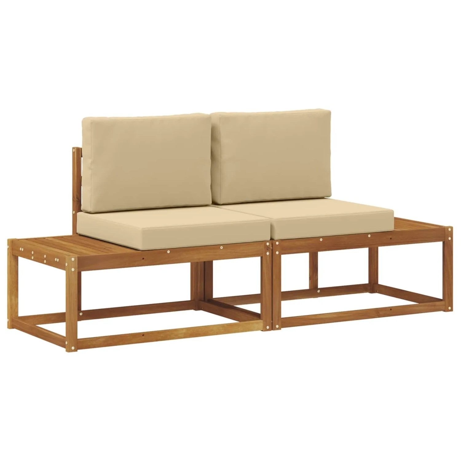 vidaXL Outdoor End Sofa 2 Stück Natur und Beige Massivholz Akazie 900482