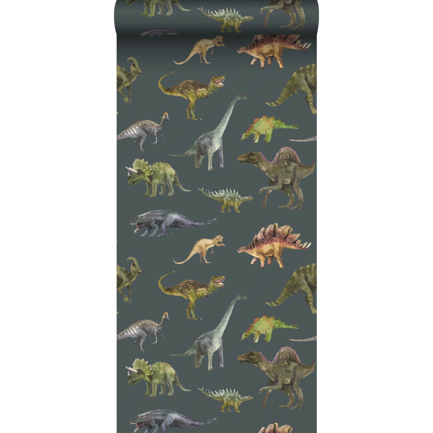 Sanders & Sanders Tapete Dinosaurier Dunkelblau und Grün 50 x 900 cm günstig online kaufen