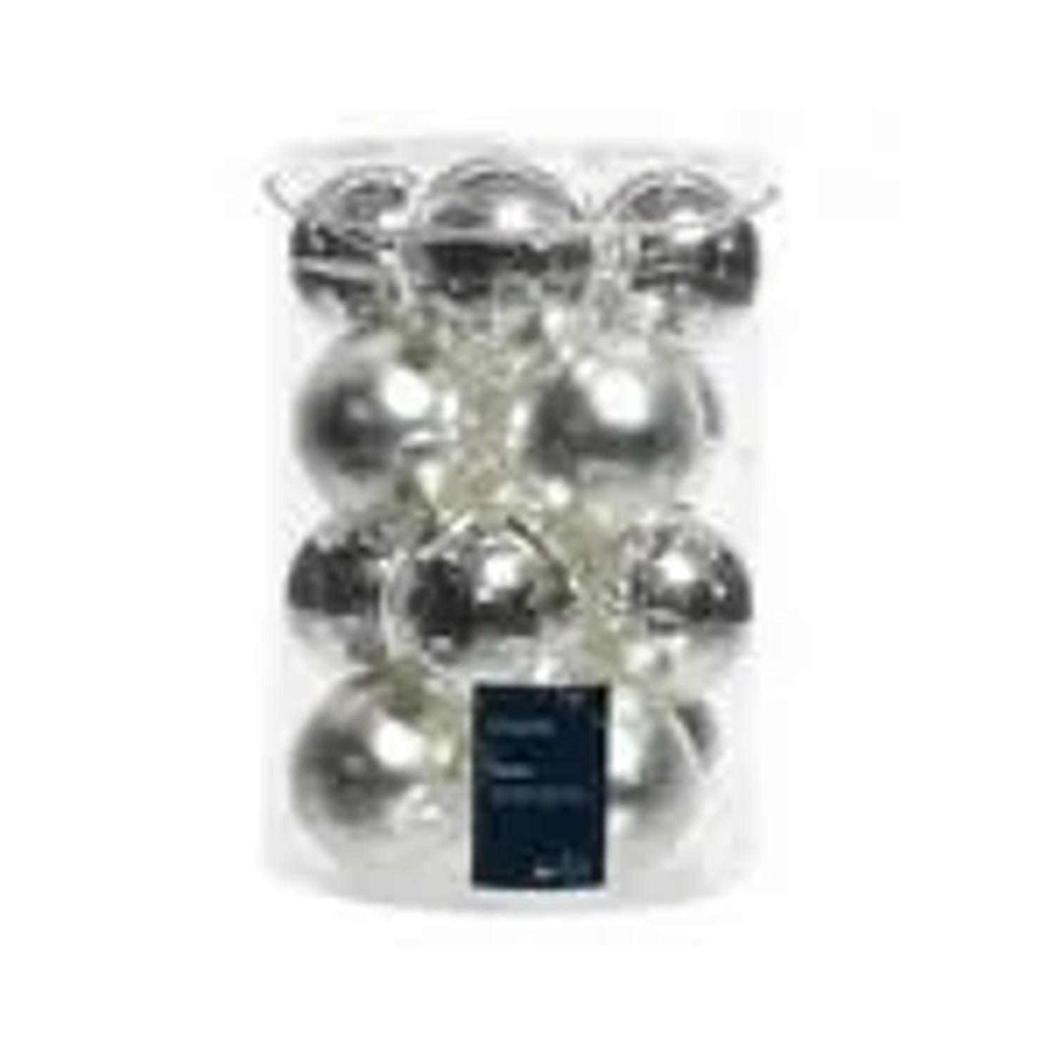 Kaemingk Weihnachtsbaumkugeln Glas  8 cm Silber Matt Glaenzend 16 Stueck