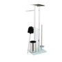Relaxdays WC Garnitur Edelstahl Glas Silber Freistehend Rutschfest mit Ablage 66 cm x 24 cm x 18 cm 1,9 kg_5