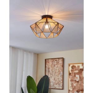 Schwarze Eglo Deckenleuchte Adwickle mit Drahtschirm und Hanfgarn, 26x44,5 cm. Moderne Deckenlampe für Wohnzimmer, Schlafzimmer oder Flur.