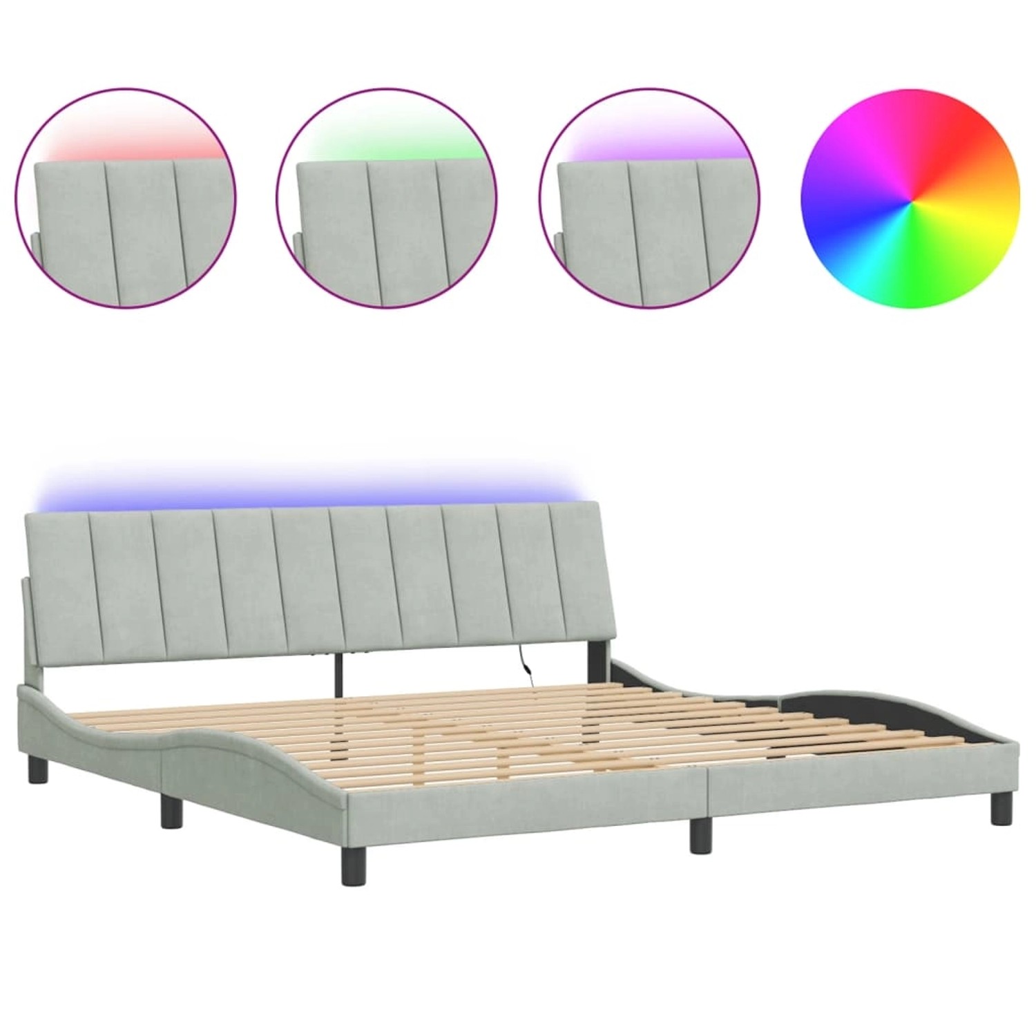 vidaXL Bettgestell mit LED ohne Matratze Hanko Hellgrau 200x200 cm Samt 321 günstig online kaufen