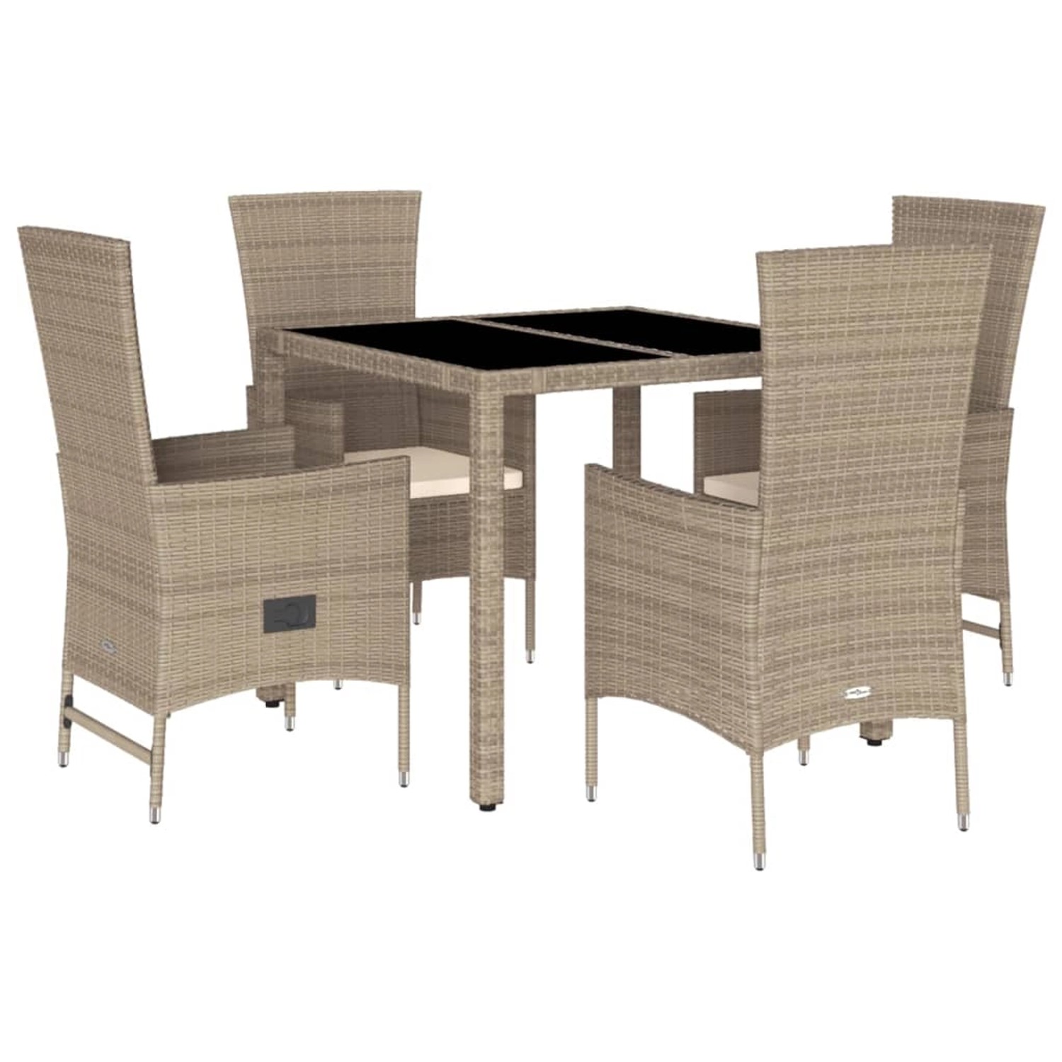 vidaXL 5-Tlg Garten-Essgruppe mit Kissen Beige Poly Rattan 3277569 günstig online kaufen
