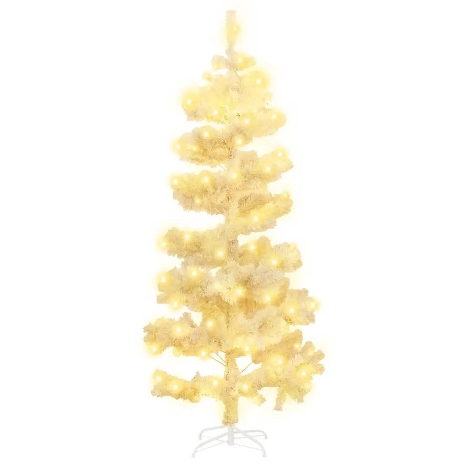 vidaXL Spiral-Weihnachtsbaum mit Ständer und LEDs Weiß 150 cm PVC