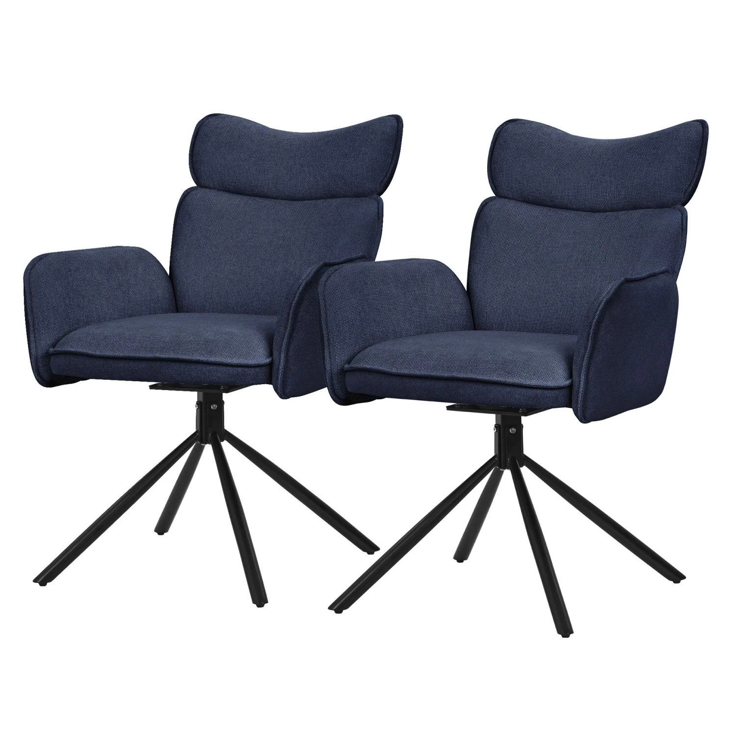 ML-Design Esszimmerstühle Drehbar 2er Set Dunkelblau mit Stoffbezug