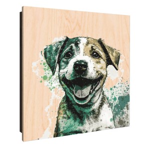 Banjado Schlüsselkasten Holz 30x30cm mit fröhlichem Welpen Motiv, 50 Haken.