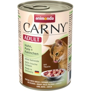 Animonda Carny Adult Katzen-Nassfutter mit Huhn, Pute und Kaninchen, 400g Dose.