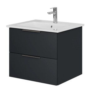 Steinkamp Waschtischunterschrank Living 2.0, schwarz matt, mit Villeroy & Boch Venticello Waschtisch.