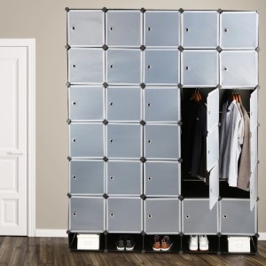 Relaxdays Kleiderschrank Stecksystem Kunststoff Metall Schwarz Erweiterbar 234 cm x 180 cm x 46,5 cm 26,8 kg