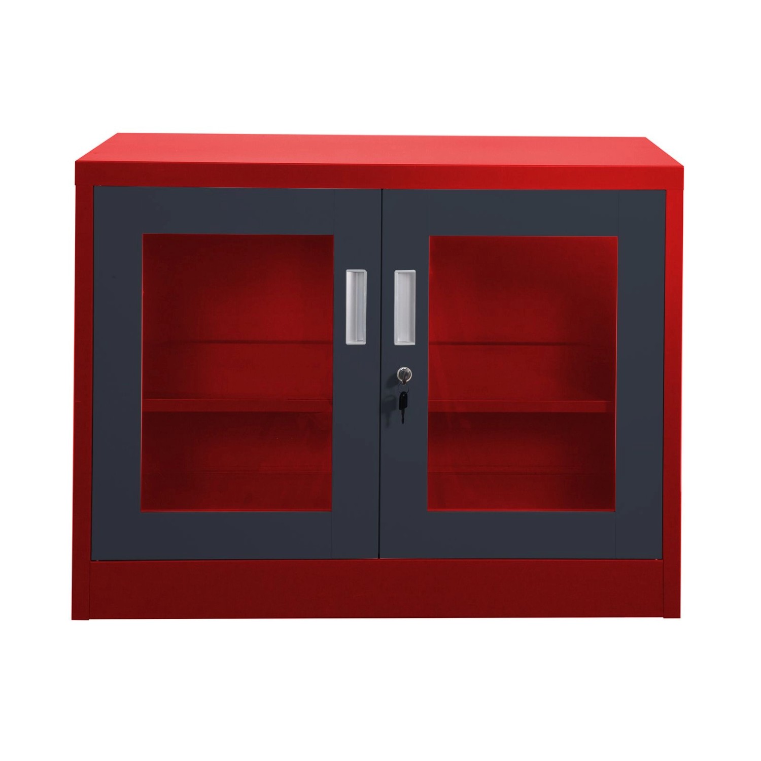 Jet-Line Stahlschrank Ufa in Anthrazit-Rot 68 x 40 x 90 cm mit Abschließbar günstig online kaufen