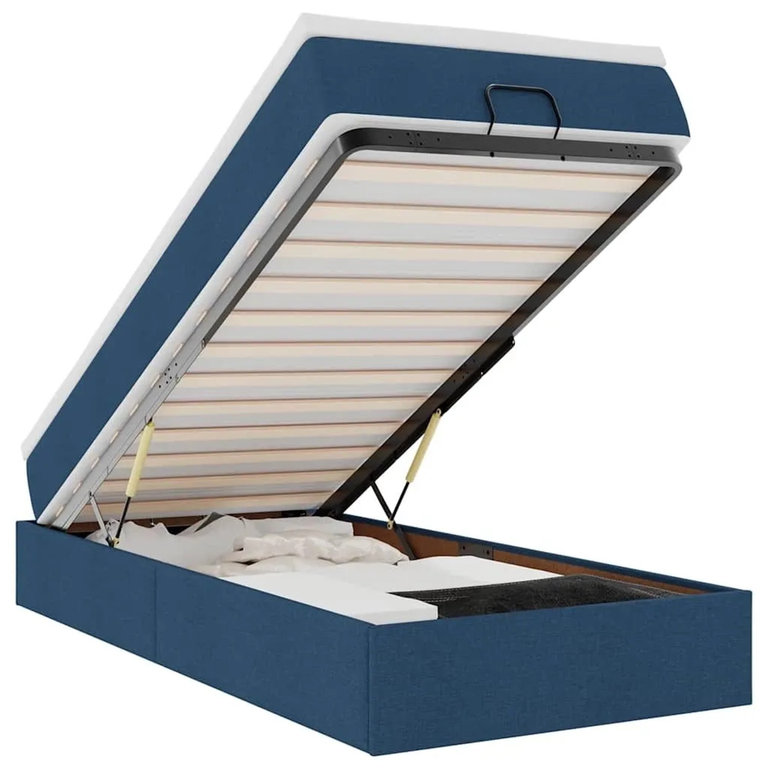 vidaXL Ottoman-Bett mit Matratze Blau 100x200 cm Stoff 3311091