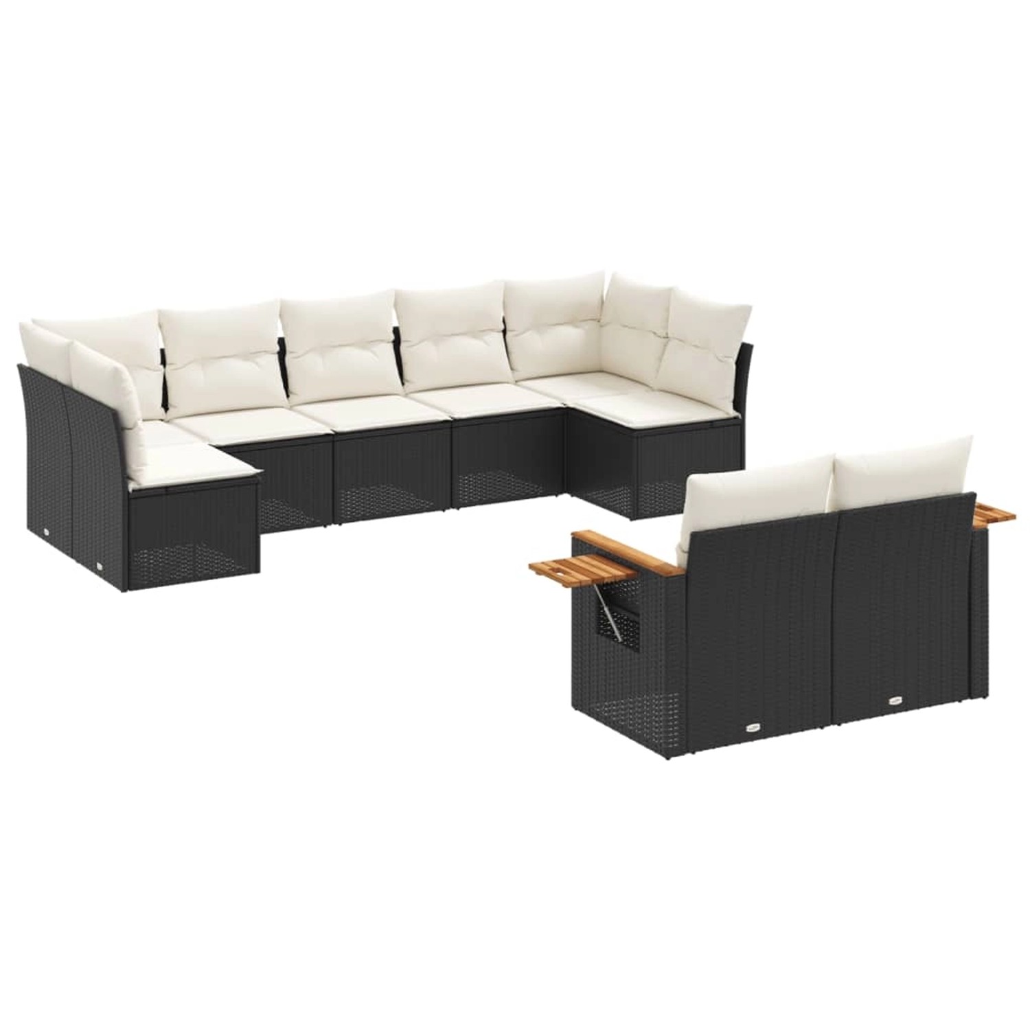 vidaXL 9-Tlg Garten-Sofagarnitur mit Kissen Schwarz Poly Rattan 3259529 günstig online kaufen