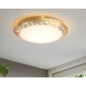 Moderne LED-Deckenleuchte Montenovo in Weiß-Gold für Wohn- und Schlafzimmer.