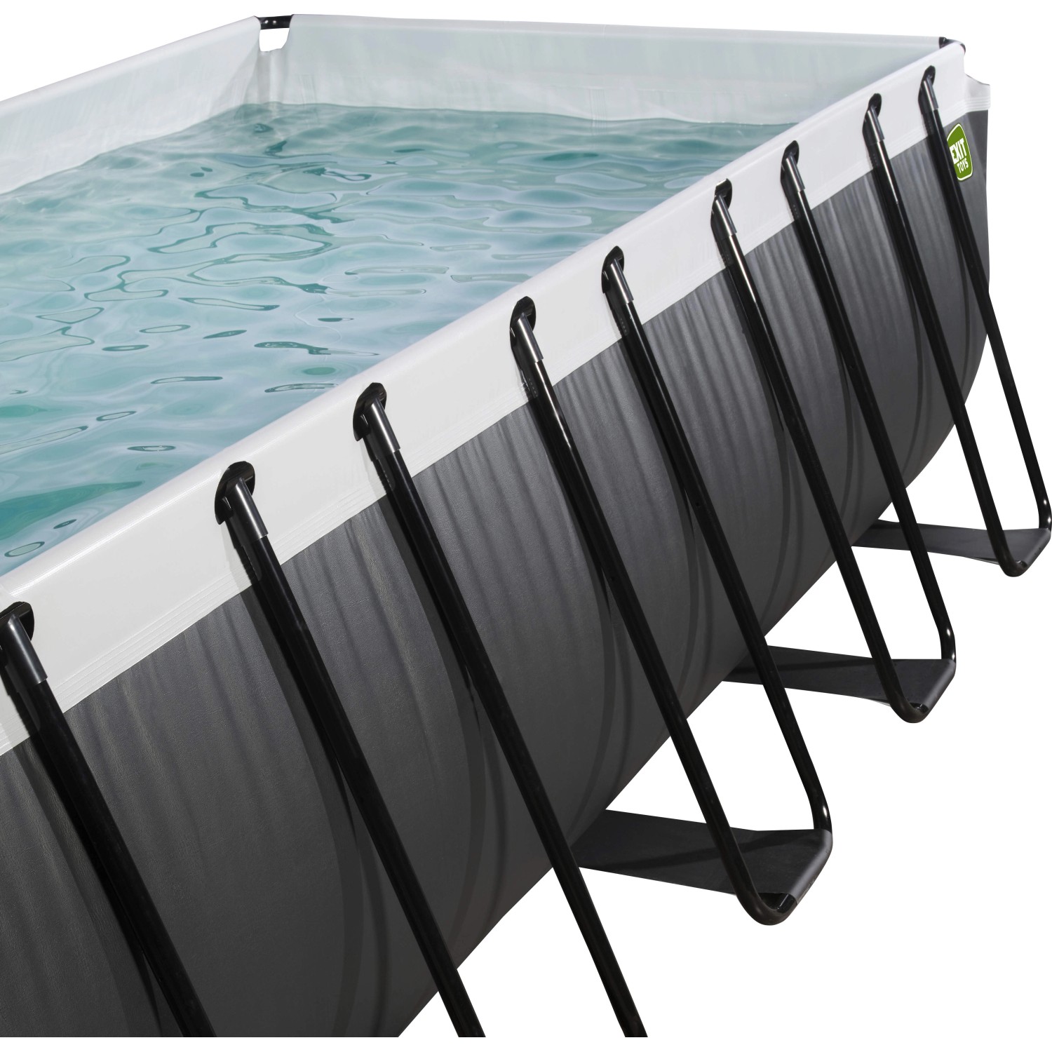 Exit Black Leather Pool, Stahlrahmenpool mit schwarzem Lederprint, 540x250x100 cm.