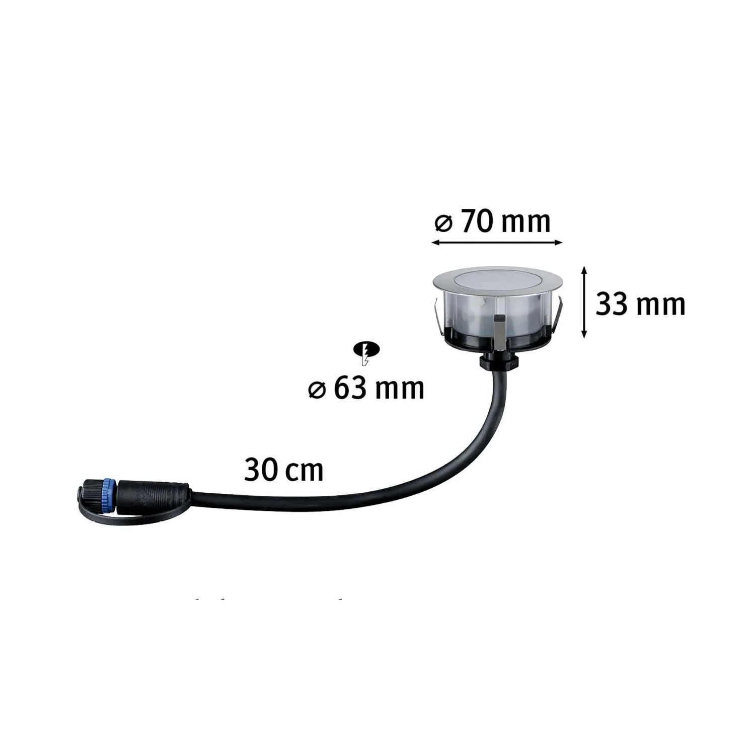 Paulmann LED-Bodeneinbauleuchte Plug & Shine, rund, RGBW, IP67, 2W für Außenbeleuchtungssysteme.