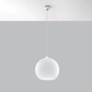 Weiße Sollux Lighting Hängeleuchte Ball, runde Form. Moderne Lampe für Wohnraum und Esszimmer.