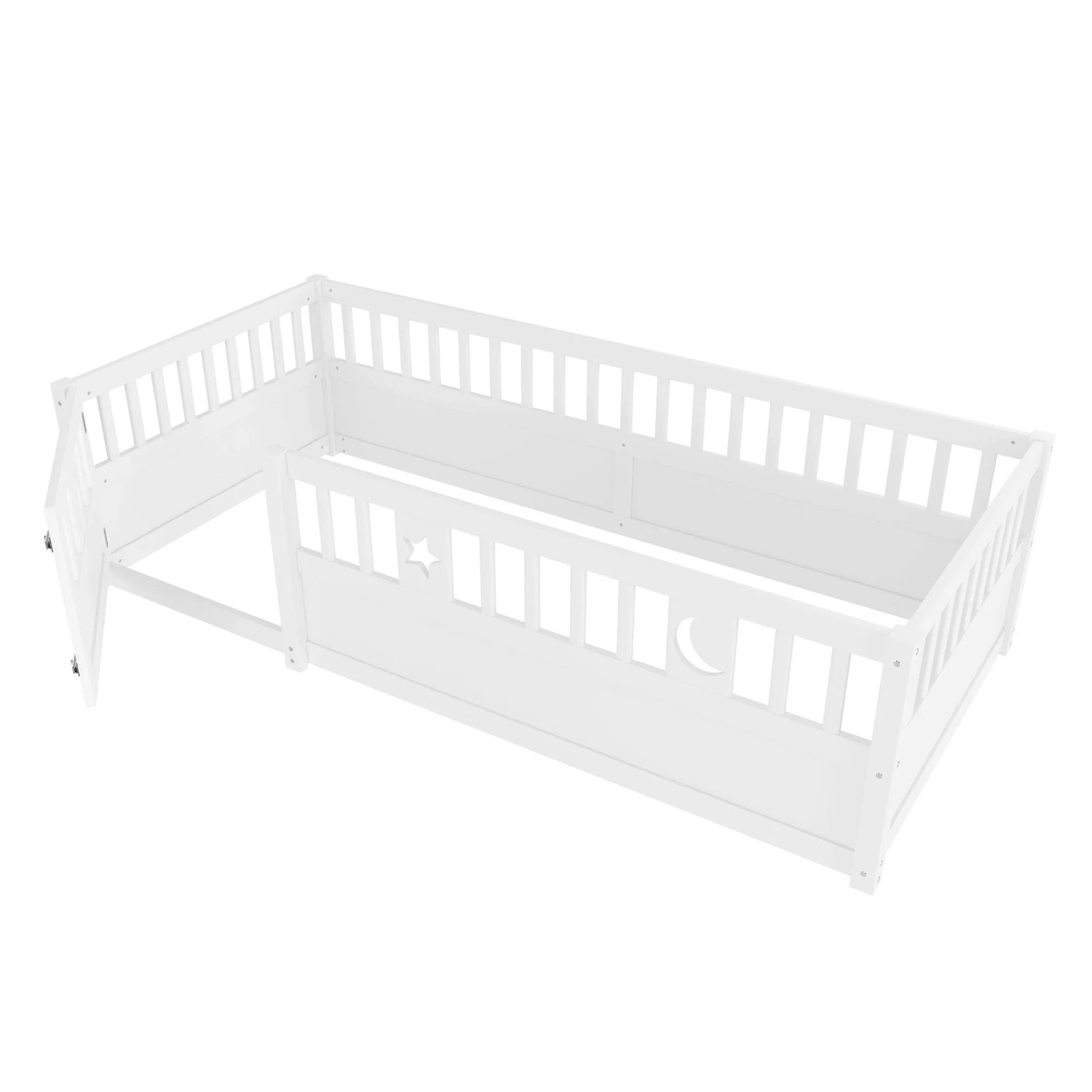 okwish Paneelbett 90x190cm mit Gitter Kinderzimmer Weiß ohne Lattenrost