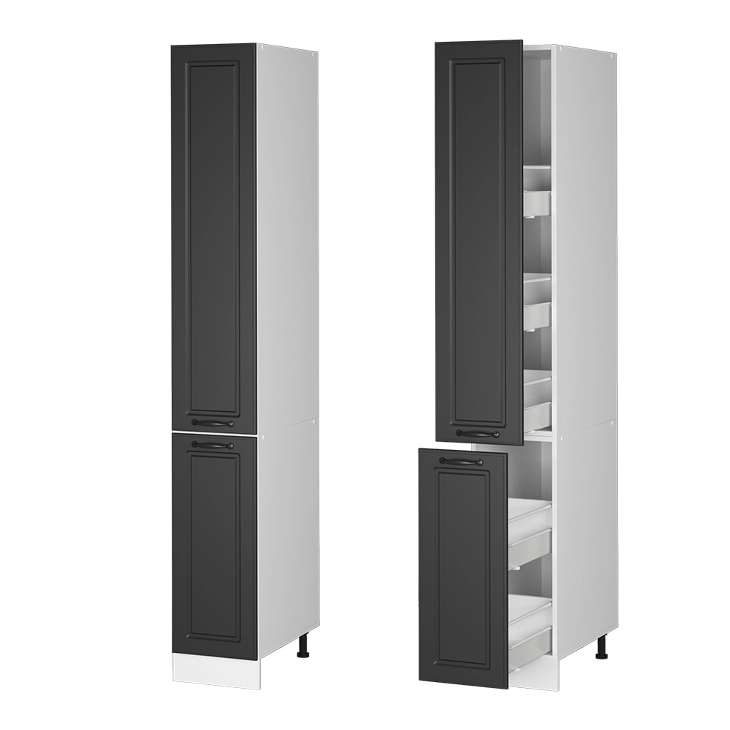 Vicco Apothekerschrank R-Line, anthrazit/weiß, 30 cm breit. Küchenschrank mit Schubladen und Landhaus-Optik.