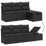Schwarze 9-tlg. vidaXL Garten-Sofagarnitur aus Poly Rattan mit Kissen.