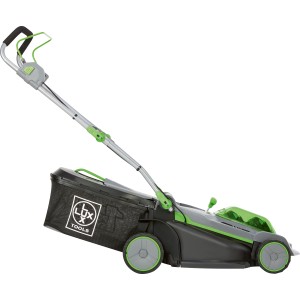 LUX-TOOLS Akku-Rasenmäher A-RM-2x20/43 Set mit Akkus und Fangkorb.