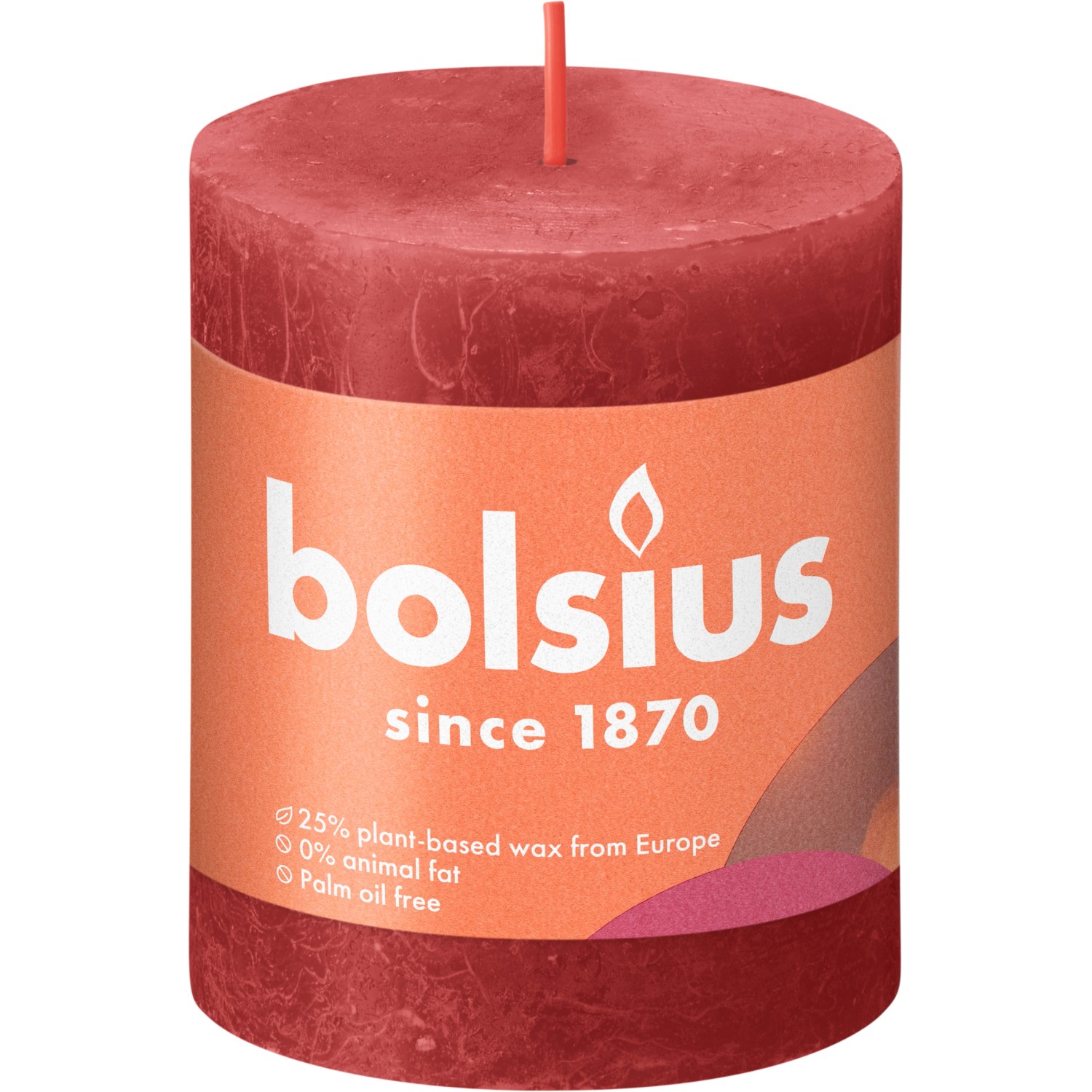 Bolsius Rustik-Kerze Shine 80/68 mm Zartes Rot