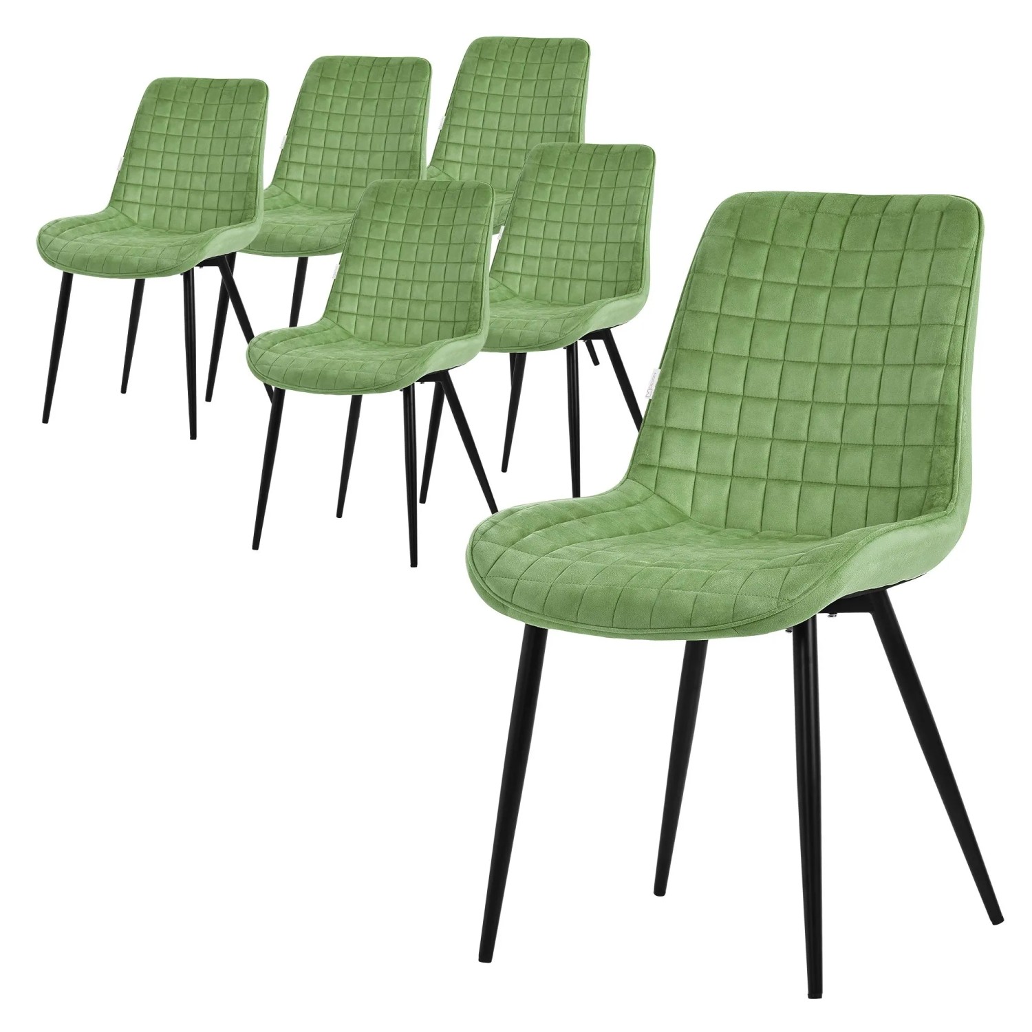 ML-Design Esszimmerstühle 6er Set Salbei Samtbezug Metallbeinen
