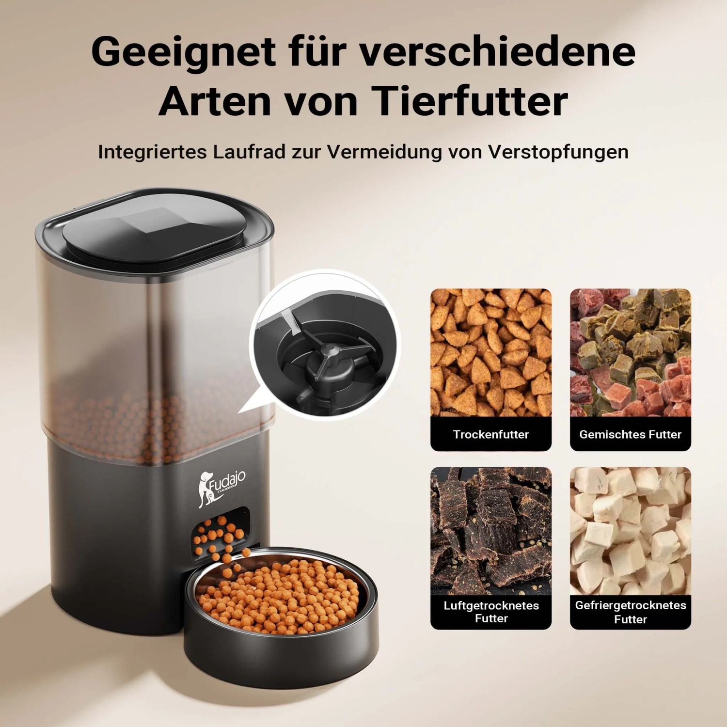 Fudajo Futter- Und Trinkautomat Schwarz Katze Hund 3L Futterspender Trinkbrunnen_7