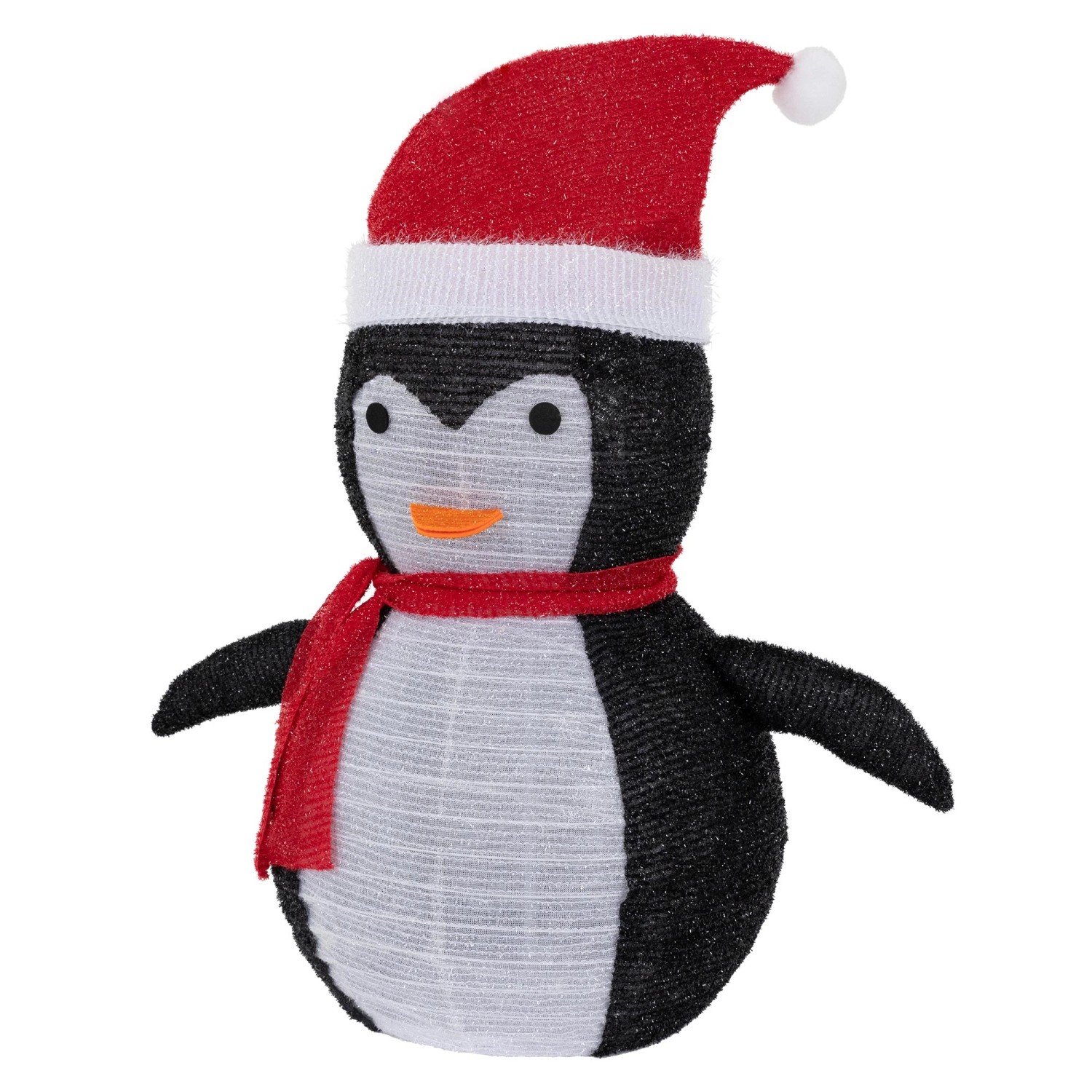 ECD Germany LED Weihnachts Pinguin mit Mütze Schal Gartenfigur 68 cm