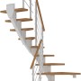 Dolle Mittelholmtreppe Frankfurt Eiche, 1/2 gewendelt, mit weißem Geländer.