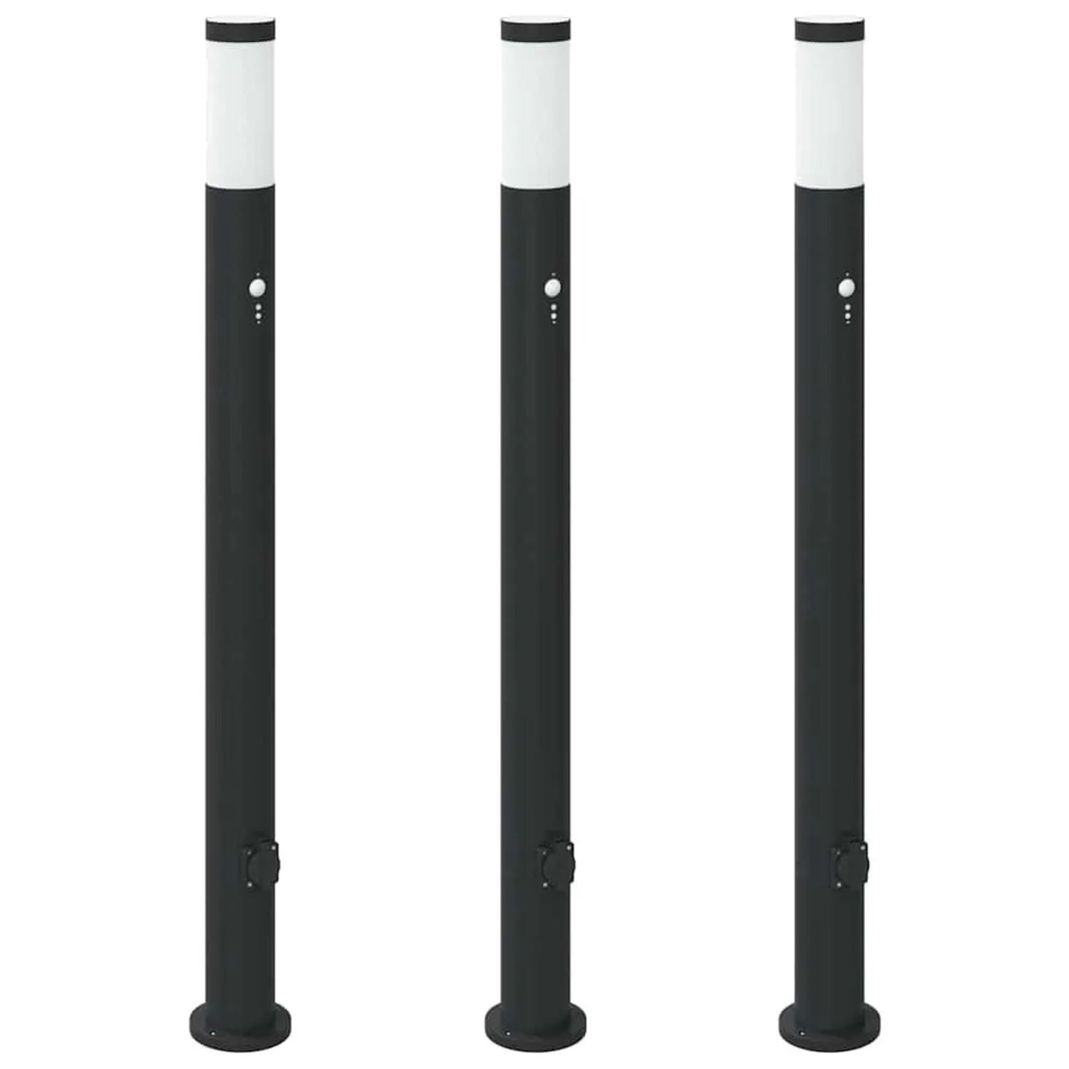 vidaXL Pollerleuchten mit Sensor&Steckdose 3er 110 cm Edelstahl IP44 4006046