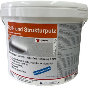Eimer Muro Roll- und Strukturputz, weiß, 20 kg, für Innen- und Außenbereich.