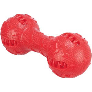 Rote Jollypaw Hantel aus TPR, 16 cm, robustes Apportierspielzeug für Hunde.