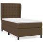 Dunkelbraunes vidaXL Boxspringbett 90x190 cm mit Stoffbezug, Matratze und Kopfteil.