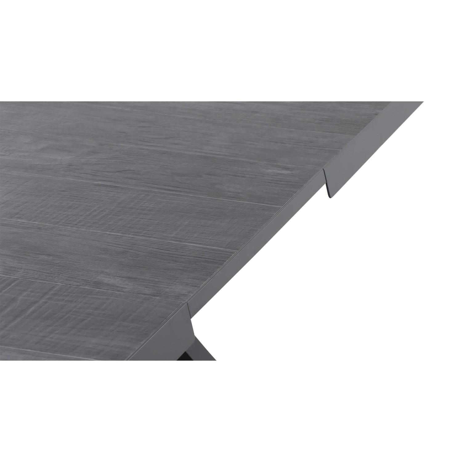Detailansicht des Gartentischs Sincro von Siena Garden, rechteckig, ausziehbar, Wood Grey.