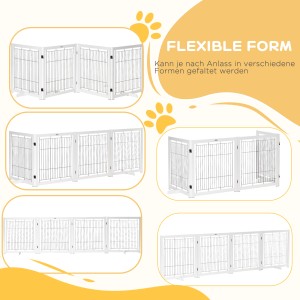 PawHut Türschutzgitter für Hunde, weiß, flexibel aufstellbar, 305x82cm.