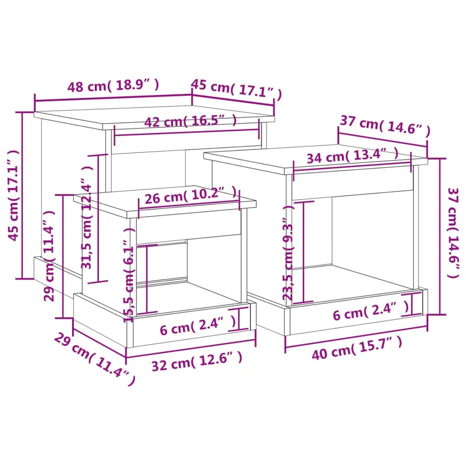 vidaXL Couchtische 3 Stk Betongrau Holzwerkstoff 816492_9