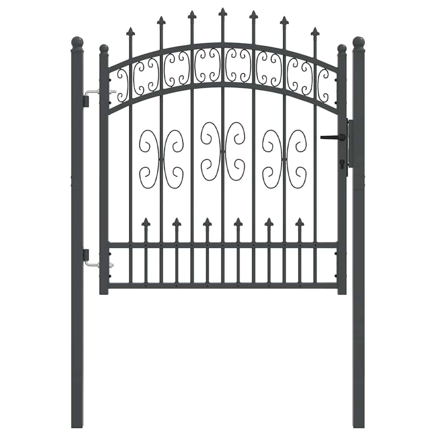 vidaXL Zauntor mit Speer-Top mit Schloss Grau 103 x 100 cm Stahl 42009038 günstig online kaufen