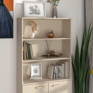 Honigbraunes Massivholz Highboard-Oberteil HAMAR mit 3 offenen Regalfächern, ideal für Kommoden & Sideboards.