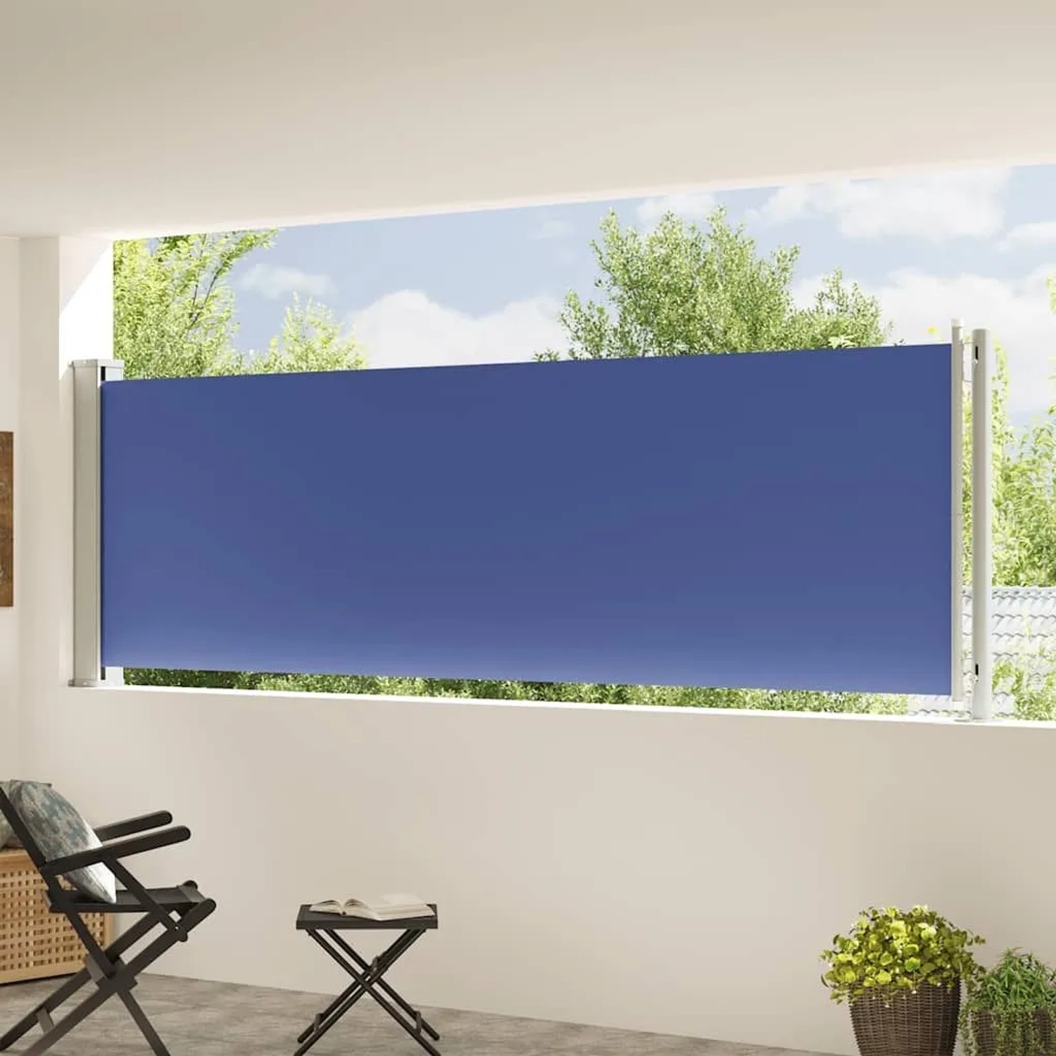 vidaXL Seitenmarkise Ausziehbar 117x600 cm Blau 317948