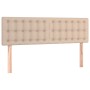 Boxspringbett Kopfteil in Cappuccino-Braun mit Knopfheftung und Holzfüßen.