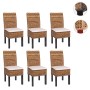 6er-Set Esszimmerstühle Loiret dunkel mit Kissen, Polsterstühle mit Bananenblatt-Geflecht und Mahagoni-Beinen.