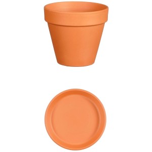 Mica Decorations Topf Stan mit Schale, 11,5x13,5 cm, Terra, Terrakottatopf