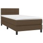 Boxspringbett dunkelbraun (90x200 cm) mit Matratze und Kopfteil.