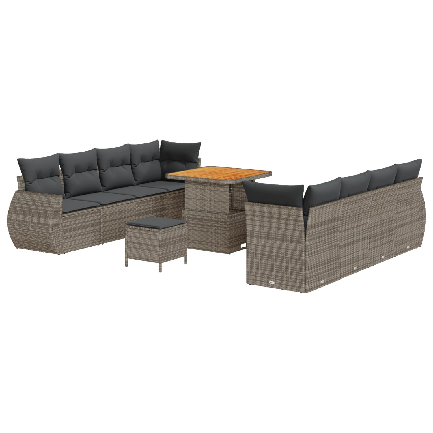 vidaXL Garten-Sofa-Set mit Speicher 11-Tlg Grau Poly Rattan 3363798 günstig online kaufen