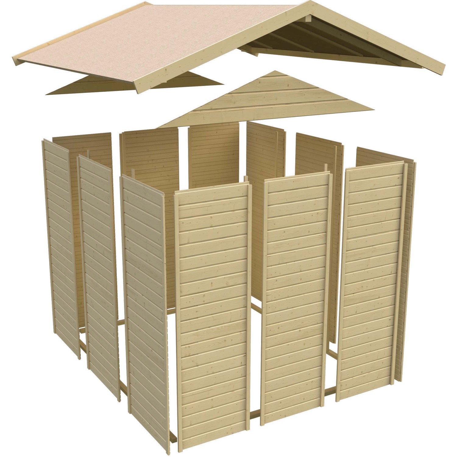 Karibu Gartenhaus Östersund, unbehandelt, Satteldach, Holz-Elemente im Bausatz