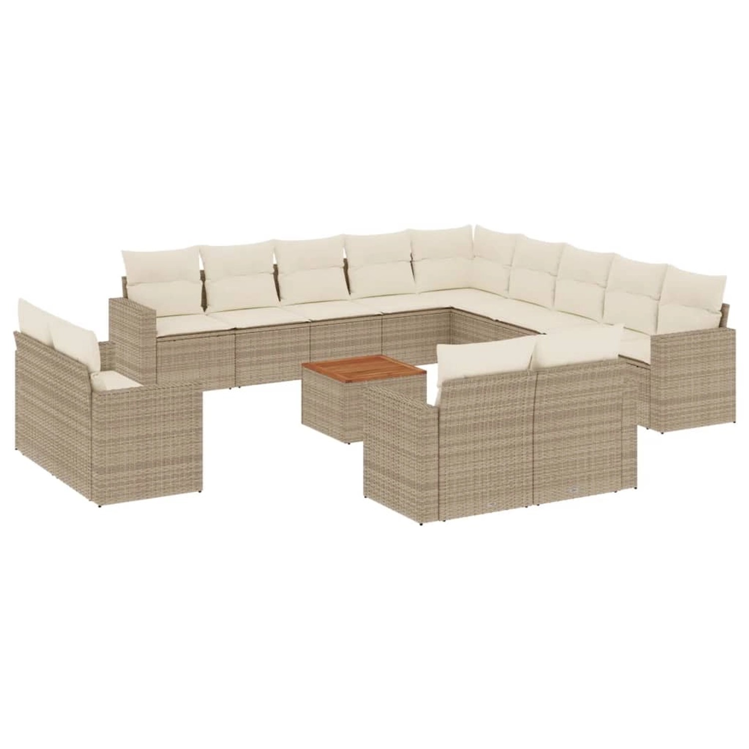 vidaXL 14-Tlg Garten-Sofagarnitur mit Kissen Beige Poly Rattan 3256730 günstig online kaufen
