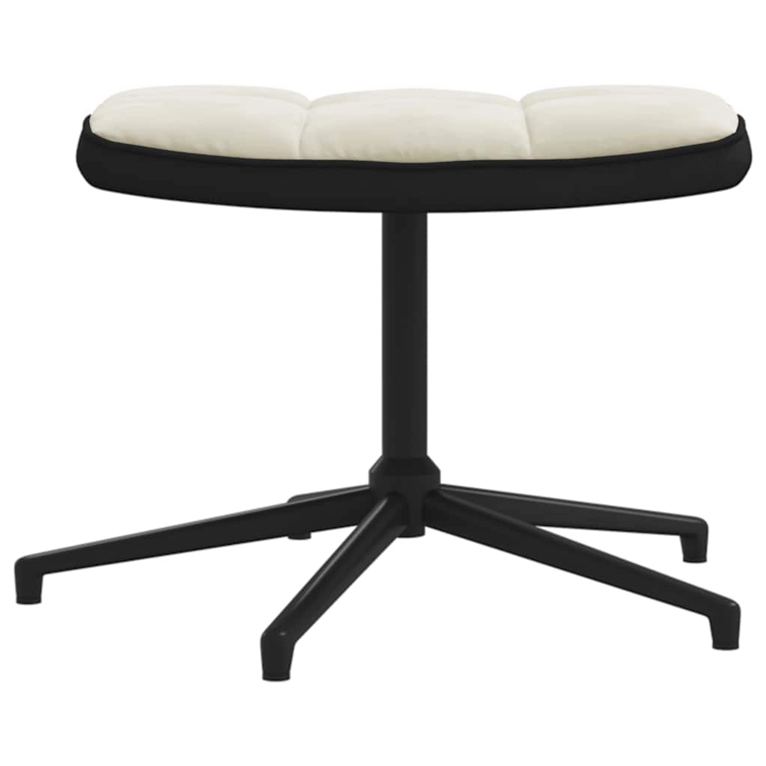 Cremeweißer vidaXL Relaxsessel Hocker aus Samt mit schwarzem Stahlfuß.