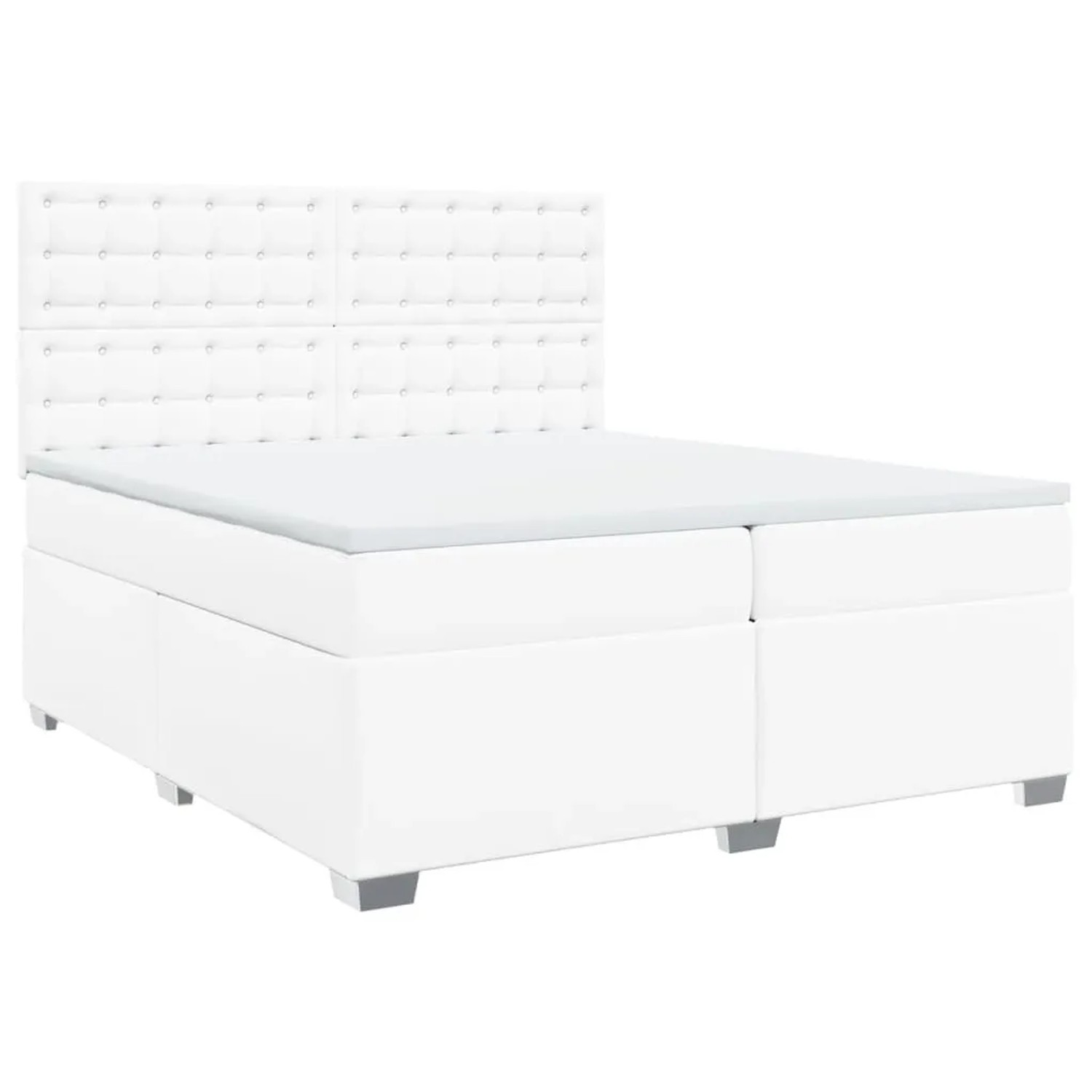 vidaXL Boxspringbett mit Matratze Weiß 200x200 cm Kunstleder 3293037 günstig online kaufen