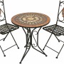 Garden Pleasure Bistro-Set Pular, 3-teilig, schwarz-braun mit Mosaik-Tisch und klappbaren Stühlen.