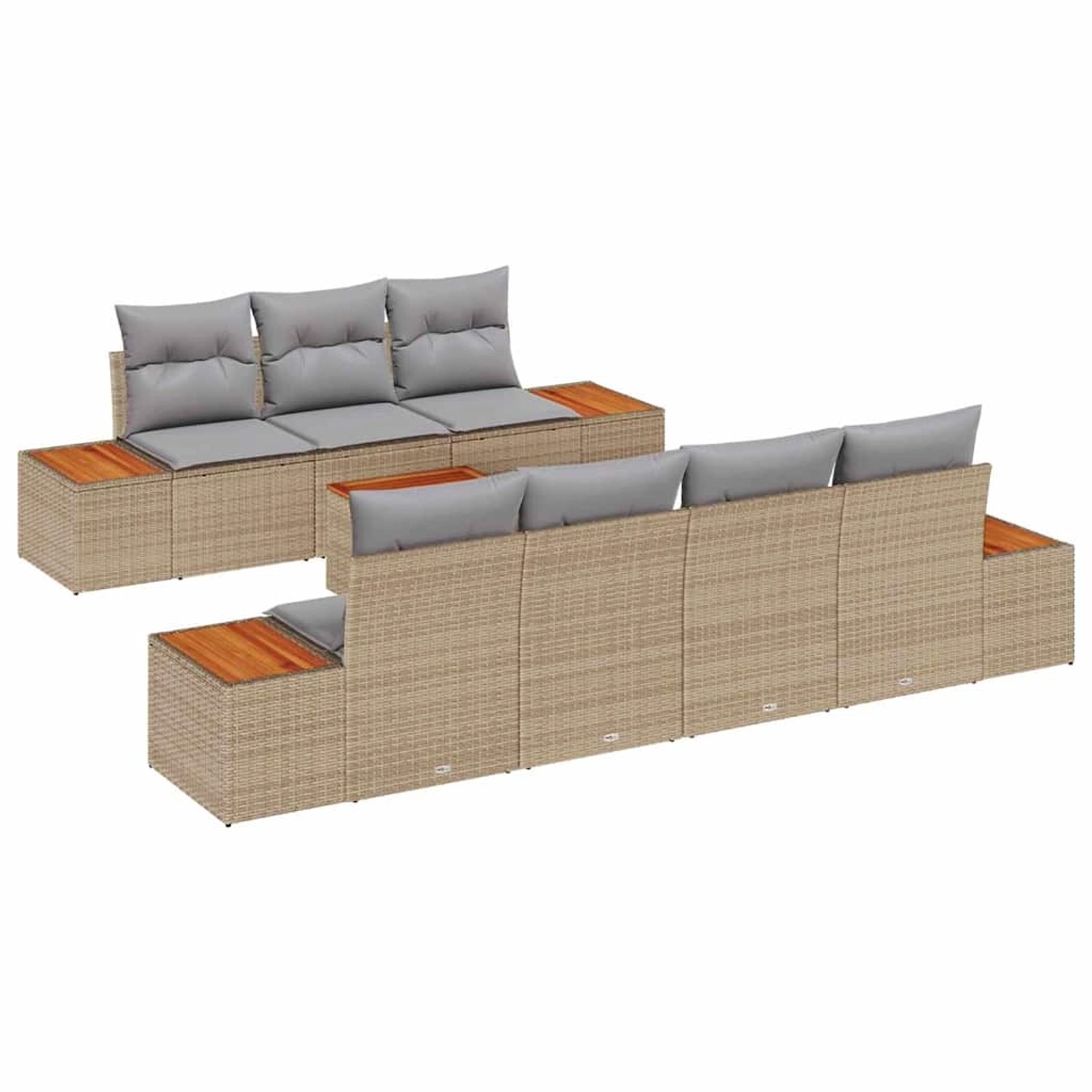 vidaXL Garten-Sofa-Set mit Kissen mit Speicher 8-Tlg Beige Poly Rattan 3356 günstig online kaufen
